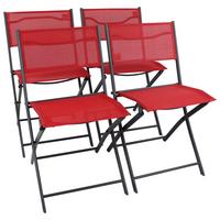 GARTENKLAPPSTUHL-SET SUMILA - Rot/Schwarz, Modern, Textil/Metall (45/79/46cm) - Ambia Garden