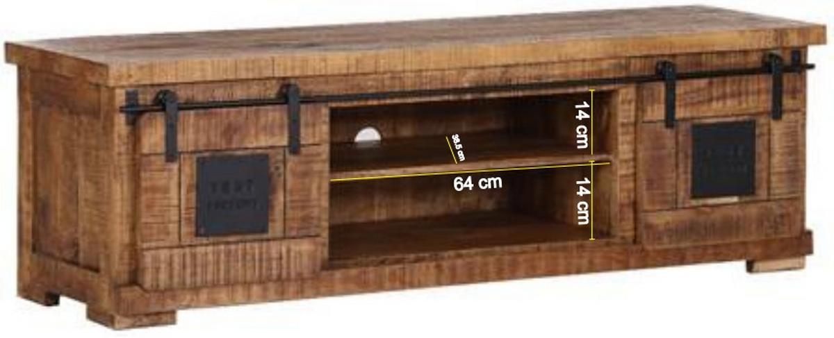 KOMODA NISKA BARNEY - kolor naturalny/czarny, Konventionell, metal/drewno (160/50/45cm) - Landscape