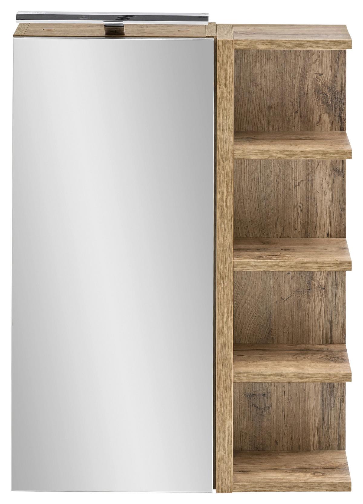 Spiegelschrank Matteo mit LED Eiche 1-türig - MODERN, Glas/Holzwerkstoff (51,3/75/16cm) - MID.YOU