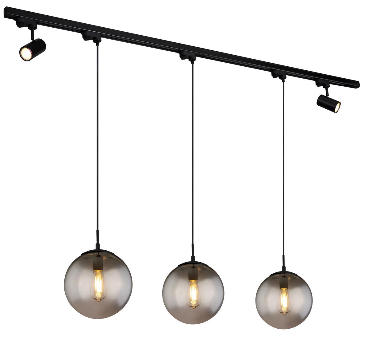 Hängeleuchte Blama max. 60 Watt - Schwarz, Basics, Glas/Kunststoff (193/25/120cm) - Globo