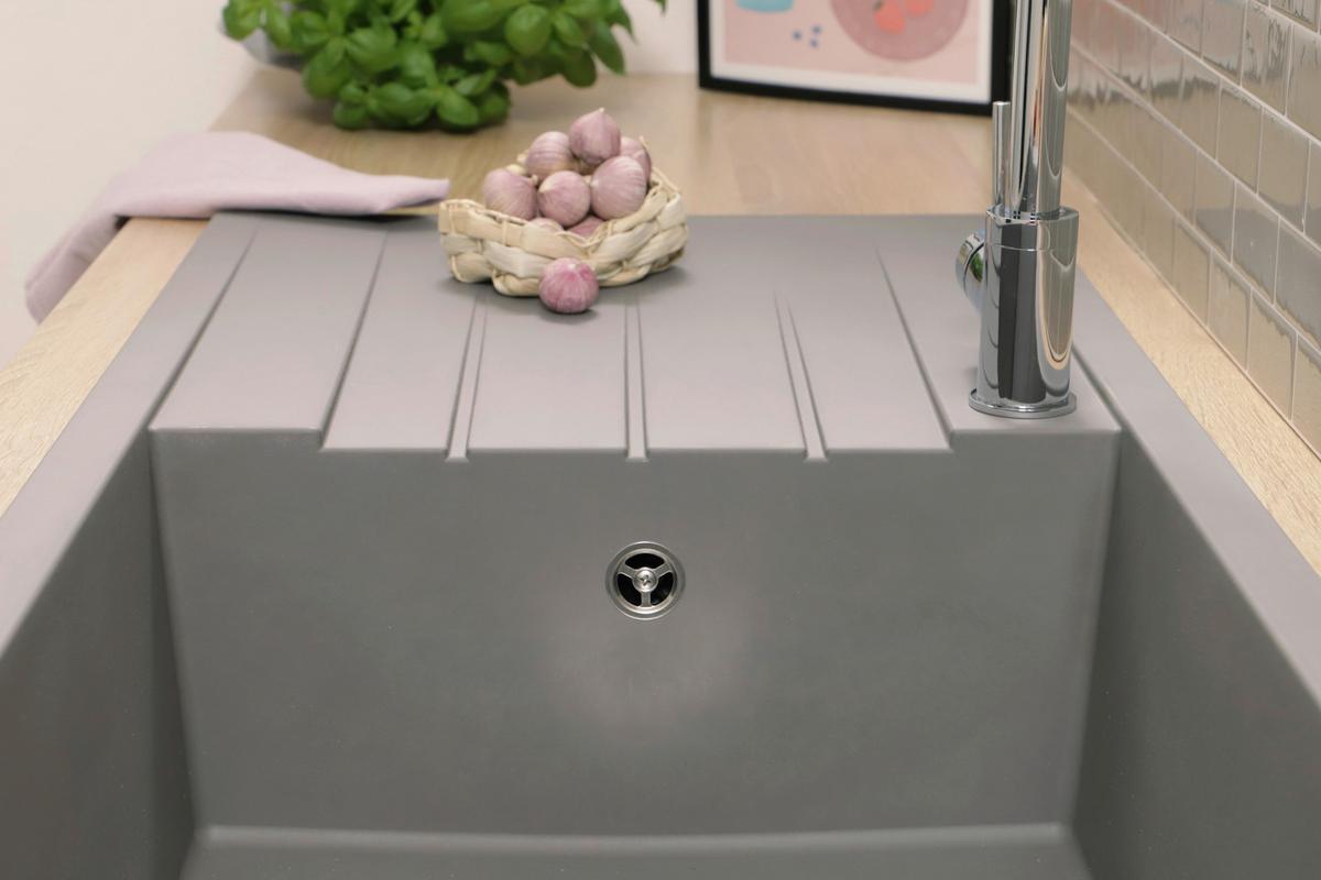 Spüle Respekta Houston 100x21x50cm Grau - Grau, Trend, Glas/Kunststoff (100/21/50cm) - Respekta