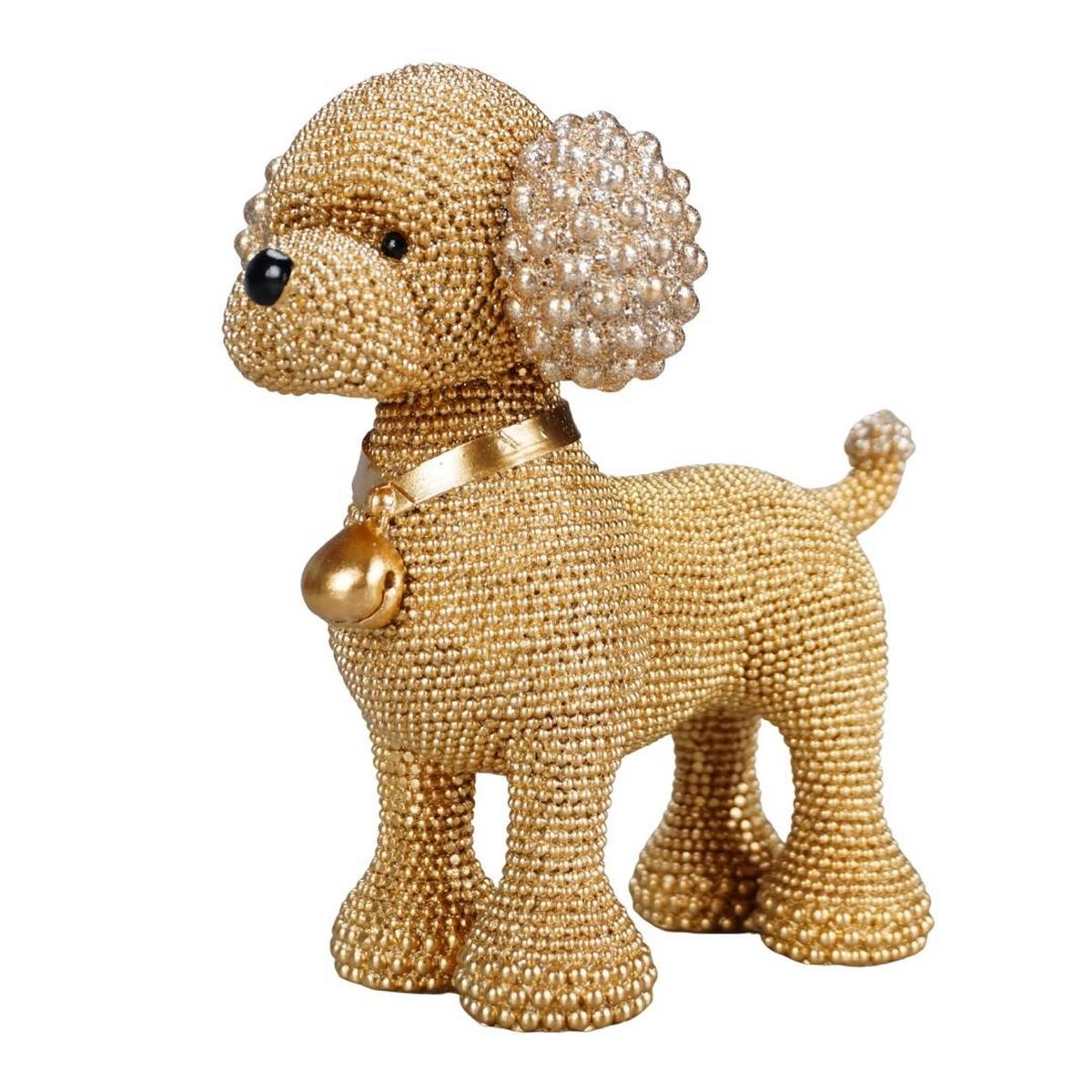 Dekor Kutya Pudli - aranyszínű, műanyag (15/9,5/15cm)
