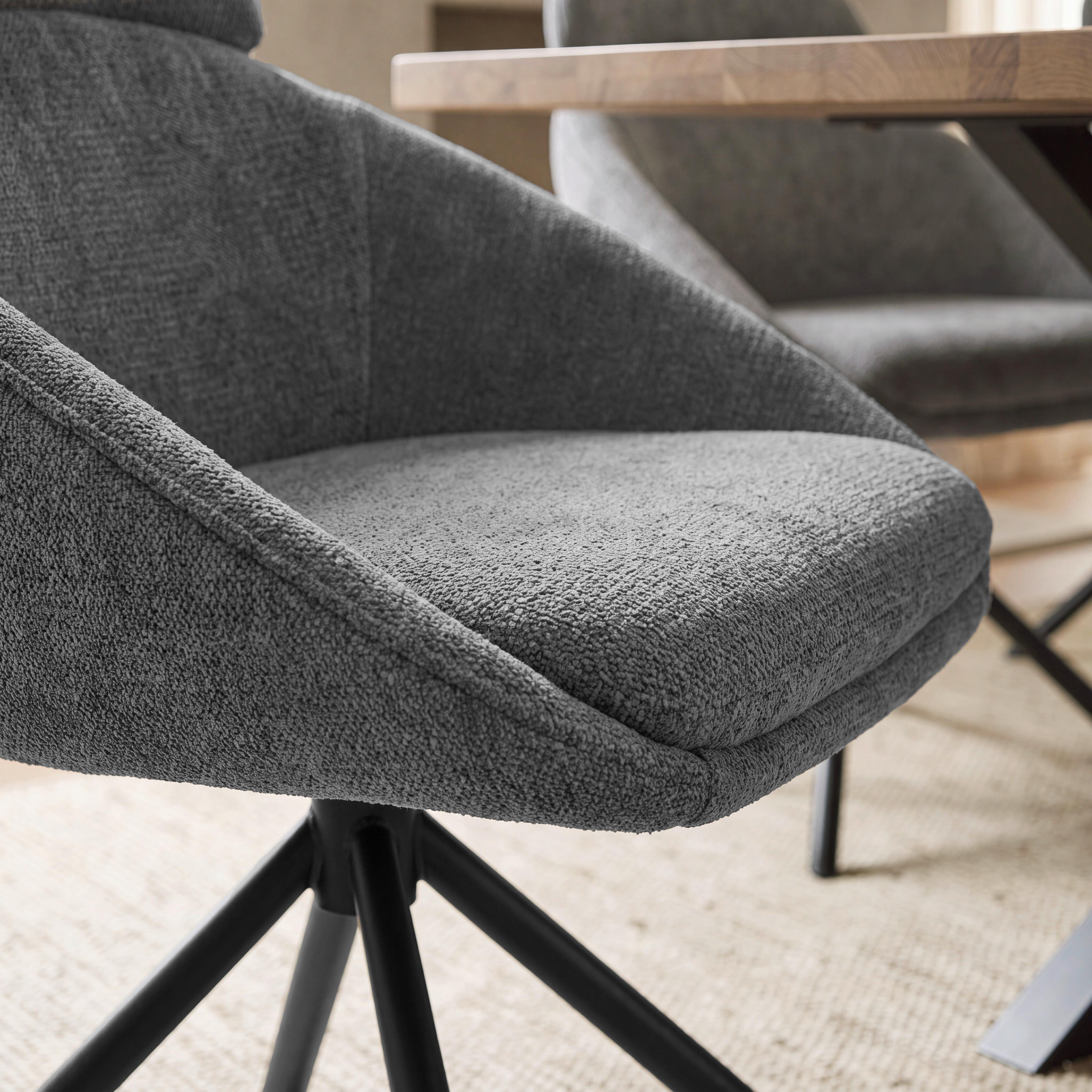 STOL MED ARMSTÖD MAIRA - mörkgrå/svart, Modern, metall/textil (59,5/93/66cm) - Bessagi Home