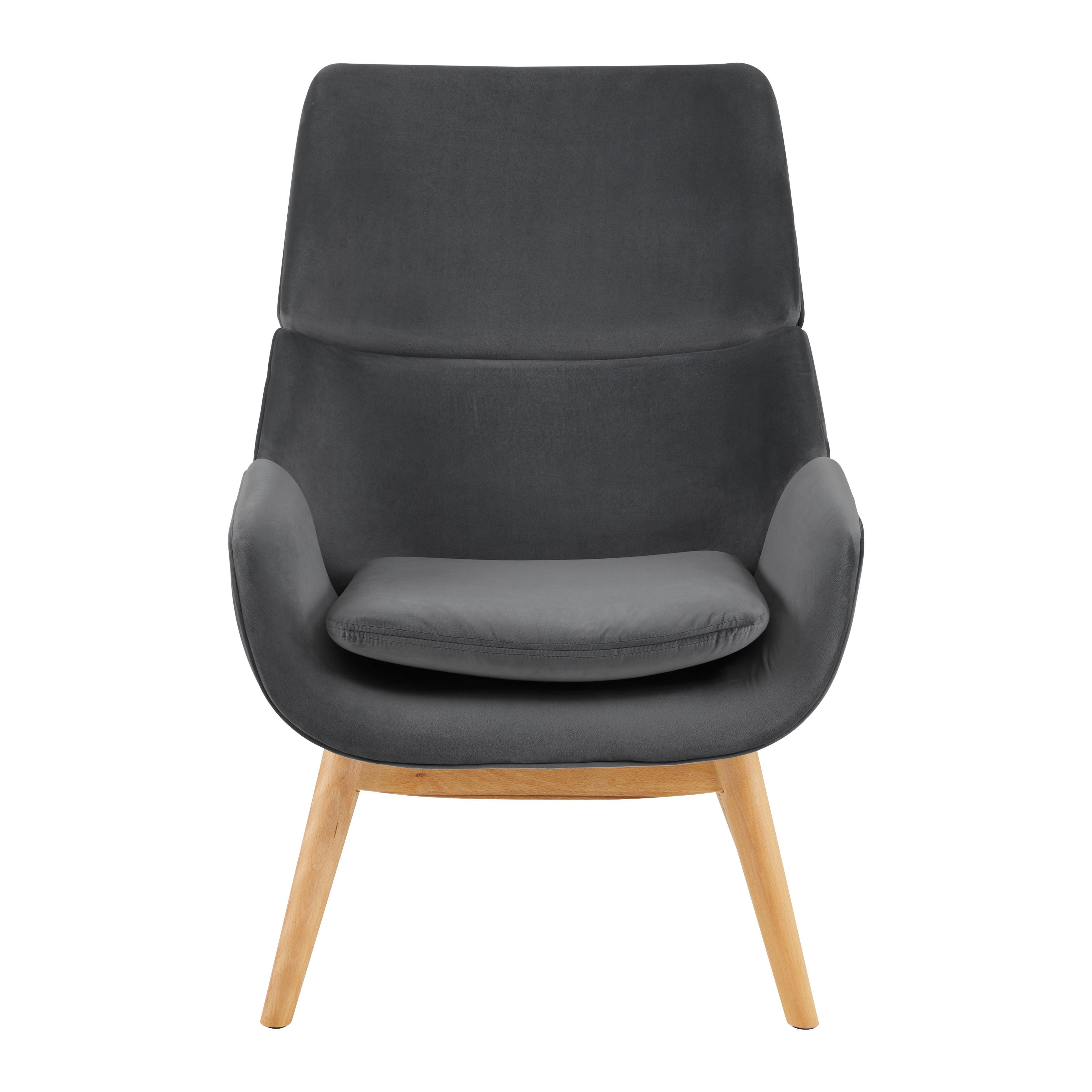 Fotelj Felia, Siv, Žamet - siva/barve bukve, Moderno, tekstil/les (71/92,5/79cm) - Bessagi Home