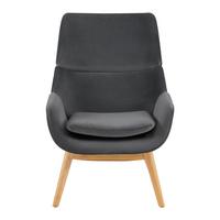 Sessel Felia ca. 71x92,5x79 cm Samt Grau - Buchefarben/Grau, MODERN, Holz/Textil (71/92,5/79cm) - Bessagi Home