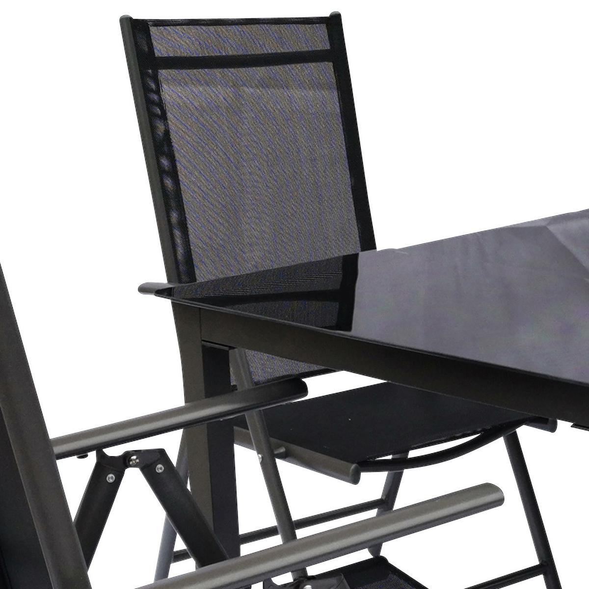 Gartengarnitur 5-tlg. Schwarz - Schwarz, Basics, Metall - Gardenson
