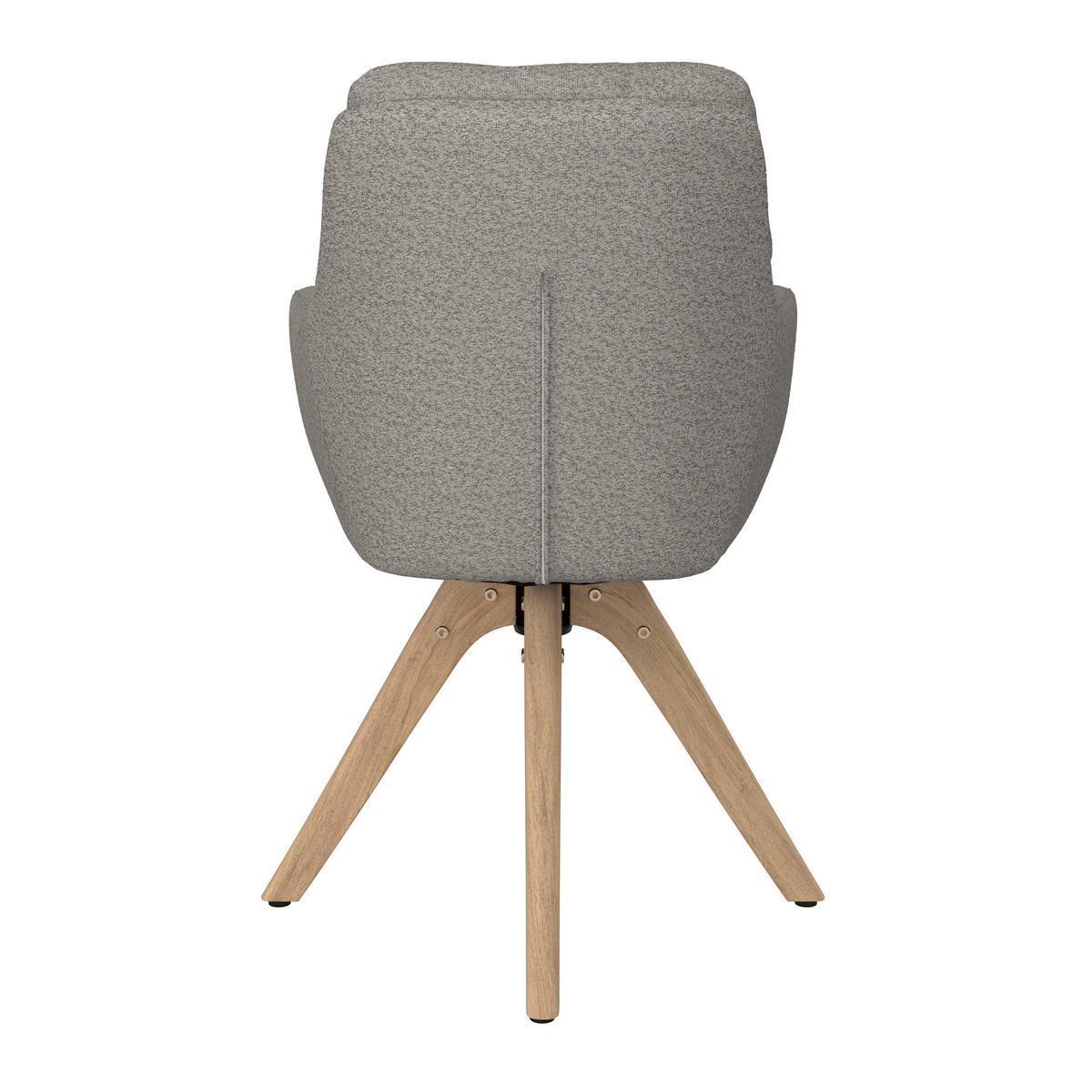 Armlehnstuhl Juana Hellgrau Bouclé Drehbar Gepolstert - Beige/Hellgrau, MODERN, Holz/Textil (61/93/65cm) - Bessagi Home