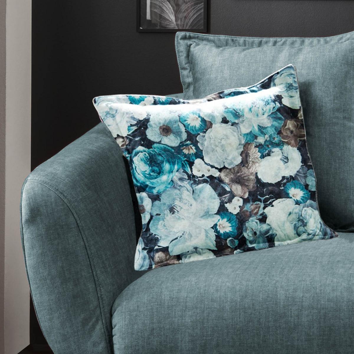 2,5-Sitzer-Sofa Baggio Blau Velours - Blau/Buchefarben, MODERN, Holz/Textil (196/94/103cm) - Livetastic