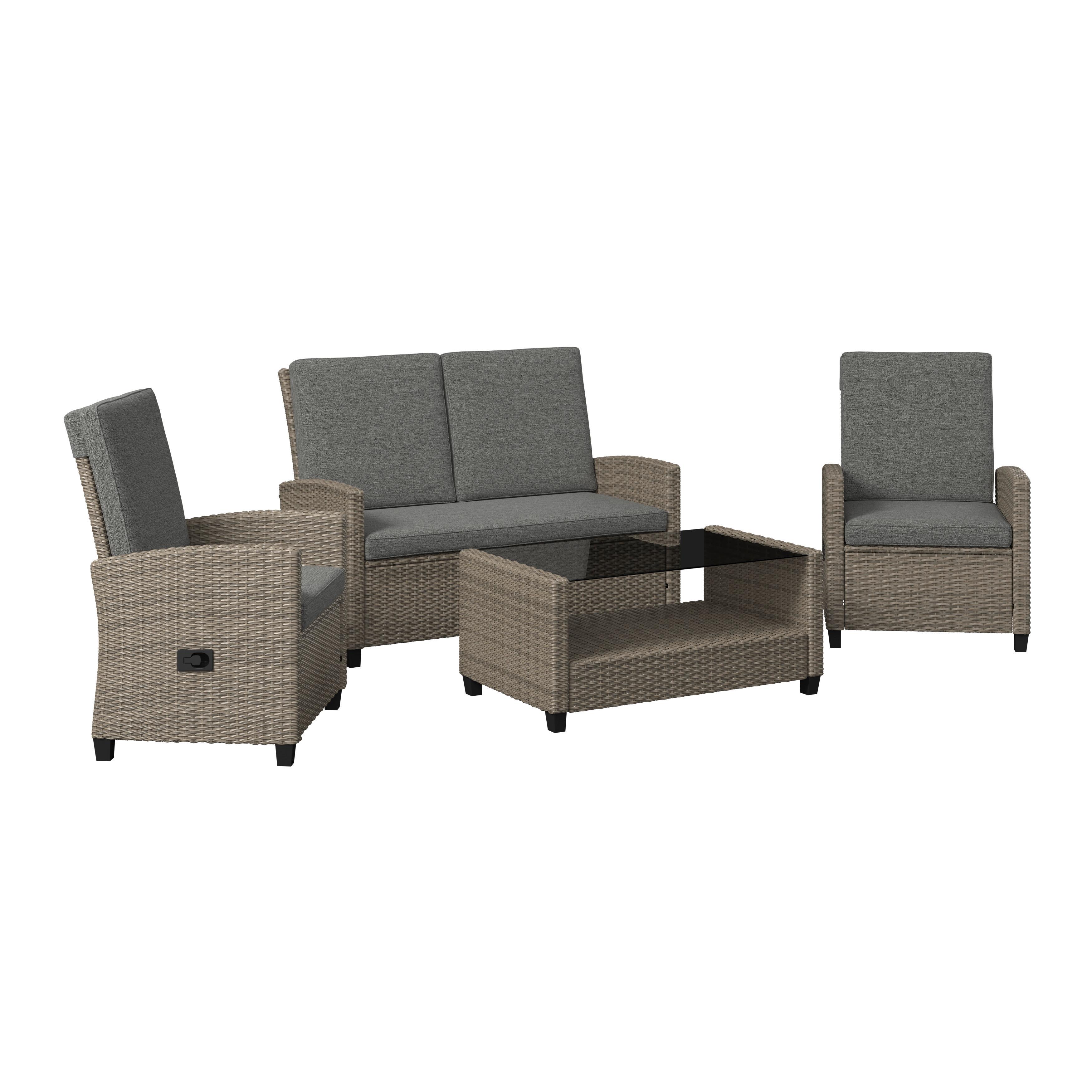 UTEMÖBLER SET HANNAH - grå, Basics, metall/textil (55,5/92,5/42cm) - Mömax