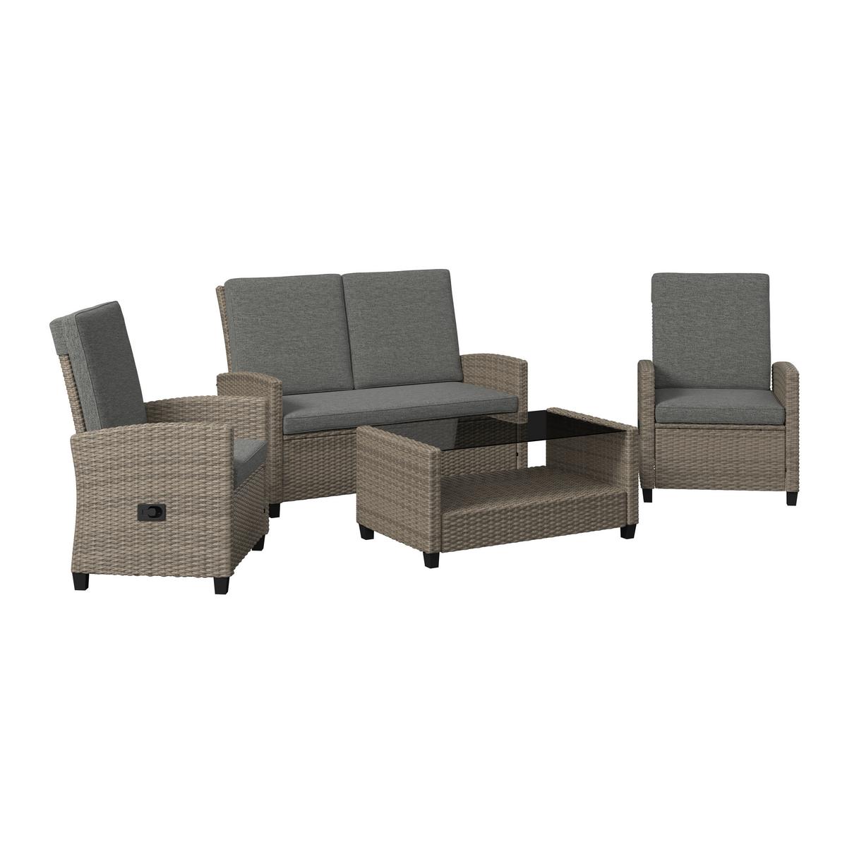 Gartenset Hannah Grau, 4-teilig - Grau, Basics, Kunststoff/Textil (55,5/92,5/42cm) - Mömax