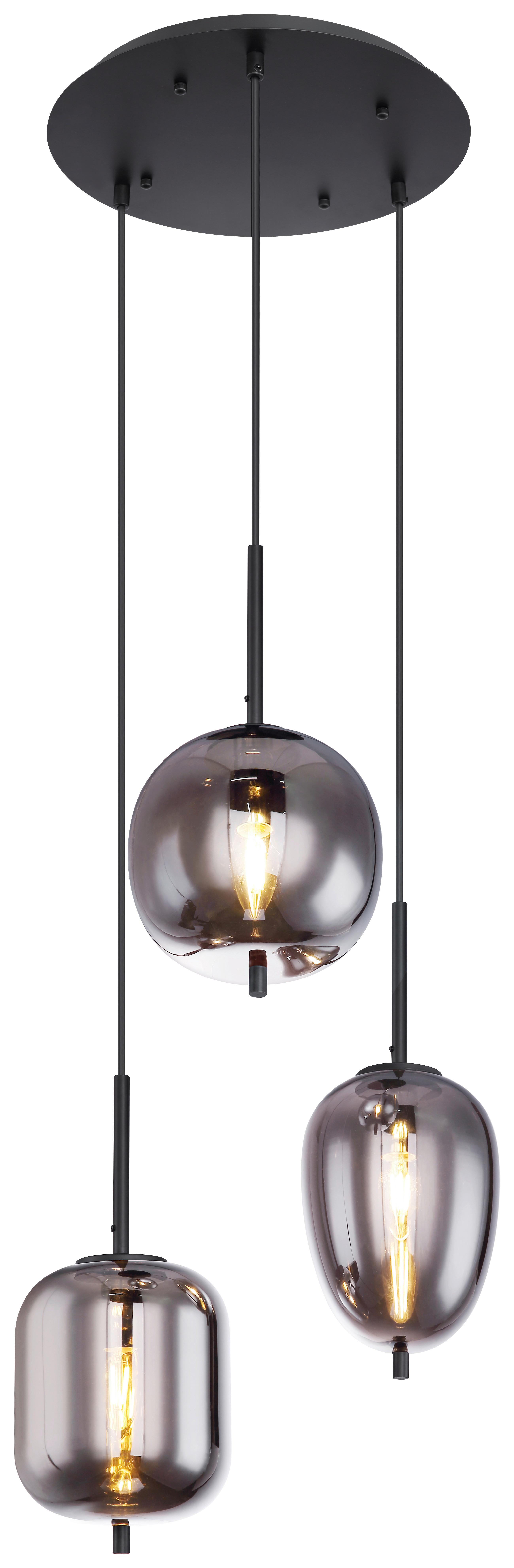 Lampă Suspendată Blacky - negru, Design, sticlă/metal (46/46/120cm) - Globo