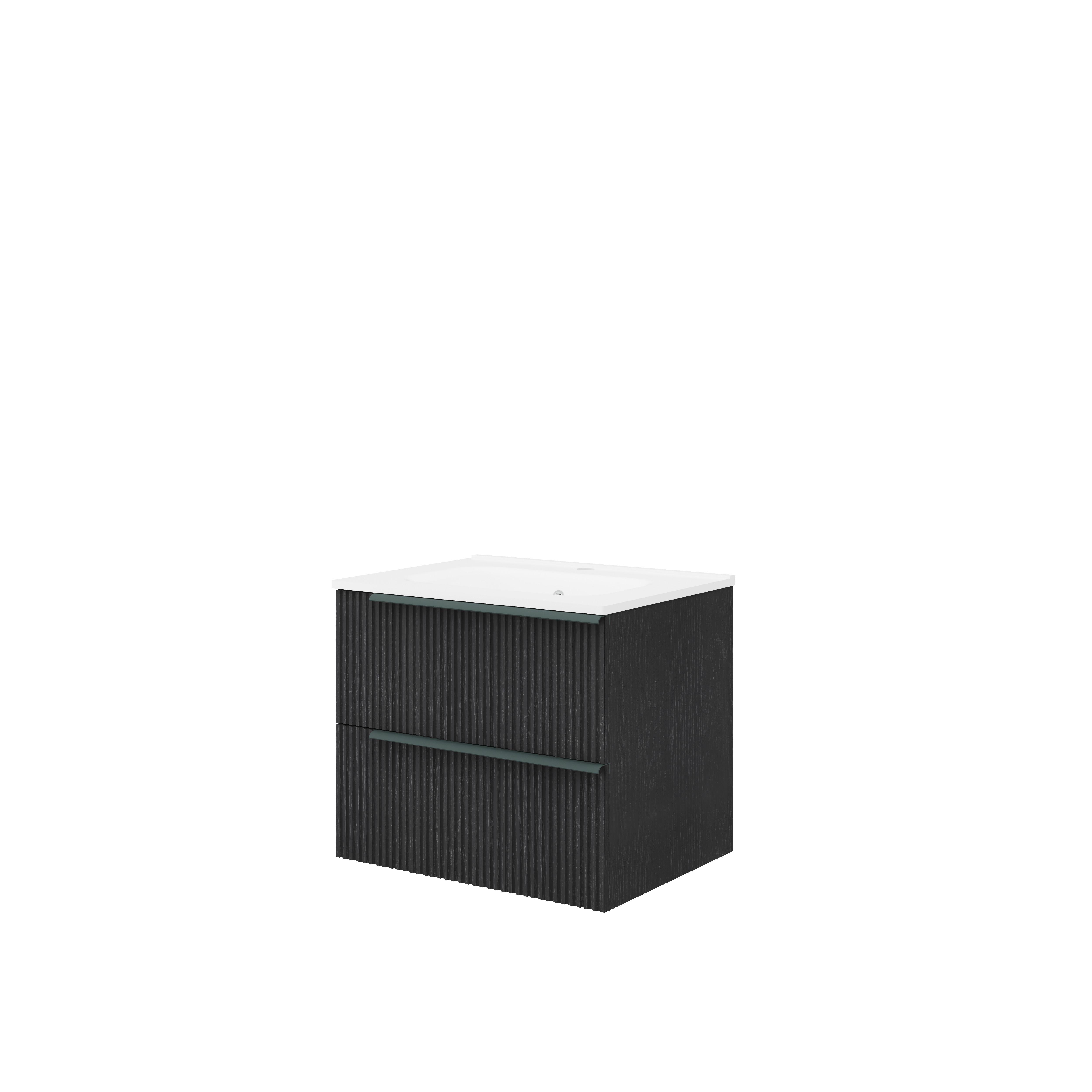 Bază cu lavoar Sidney - negru/gri, Modern, material pe bază de lemn (61/53/46cm)