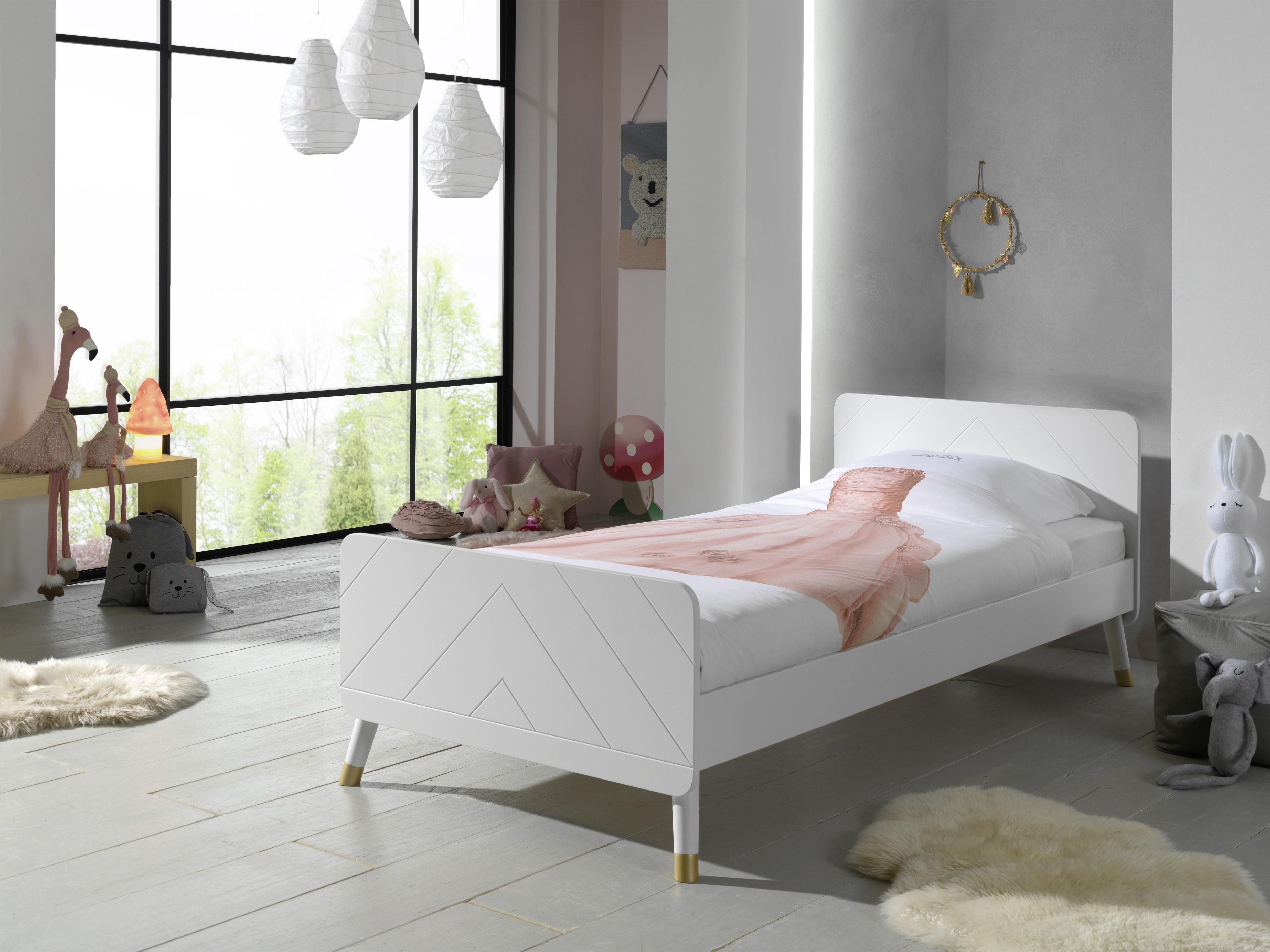 Bett Billy ca. 90x200 cm Satin Weiß - Weiß, KONVENTIONELL, Holzwerkstoff (90/200cm) - MID.YOU