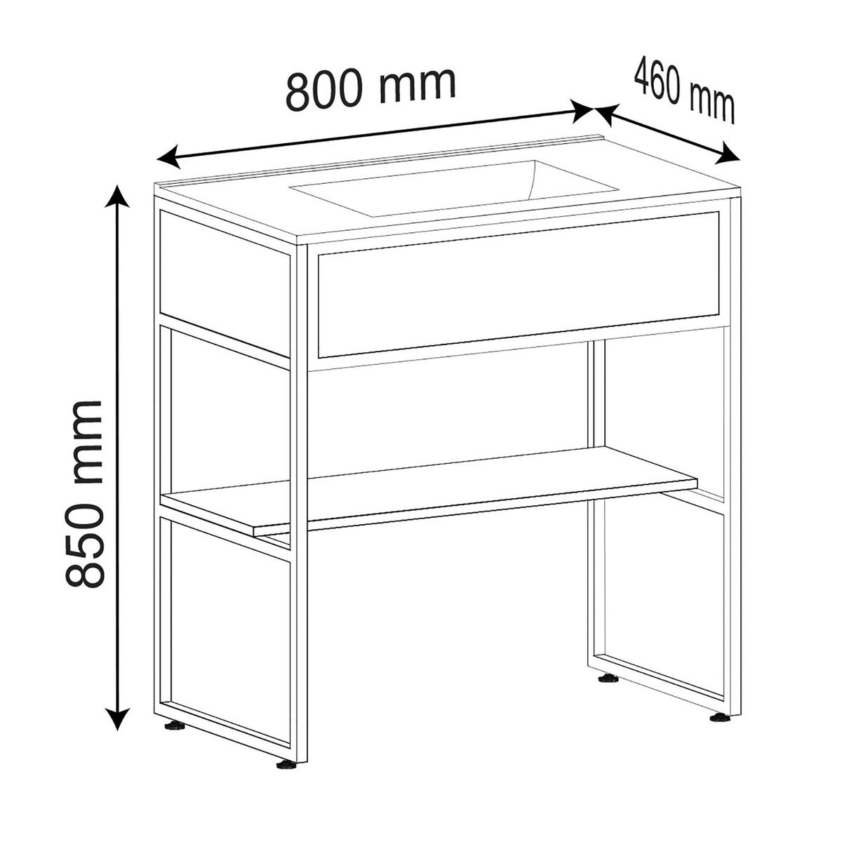 Kombiniran Umivalnik Bitila 80, Bela, Barva Hrasta - bela/medeni hrast, Moderno, kovina/leseni material (80cm) - MID.YOU
