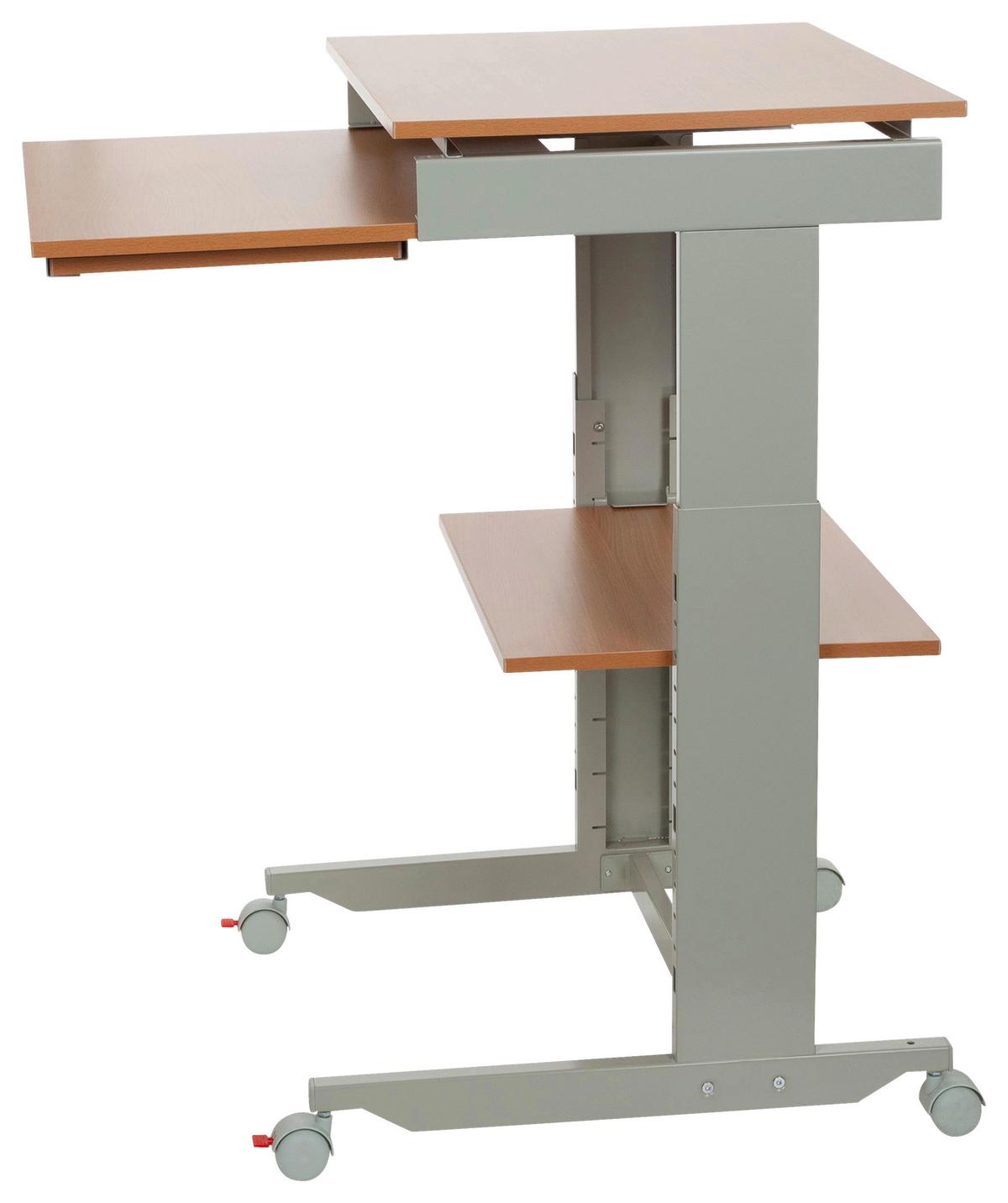 Pisalna Miza Workstation, Siva, Barva Bukve - siva/barve bukve, Basics, kovina/umetna masa (60/71,5-107,5/50cm) - MID.YOU