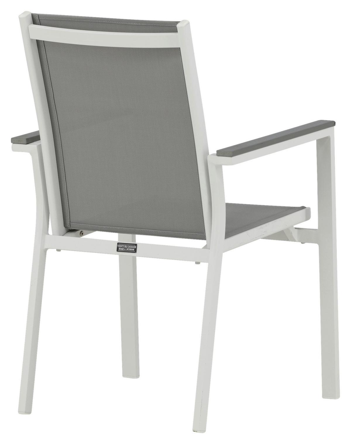 Gartenstuhl 2er-Set Parma ca. 57x90x60 cm Grau/Weiß - Weiß/Grau, KONVENTIONELL, Textil/Metall (57/90/60cm) - Gardenson