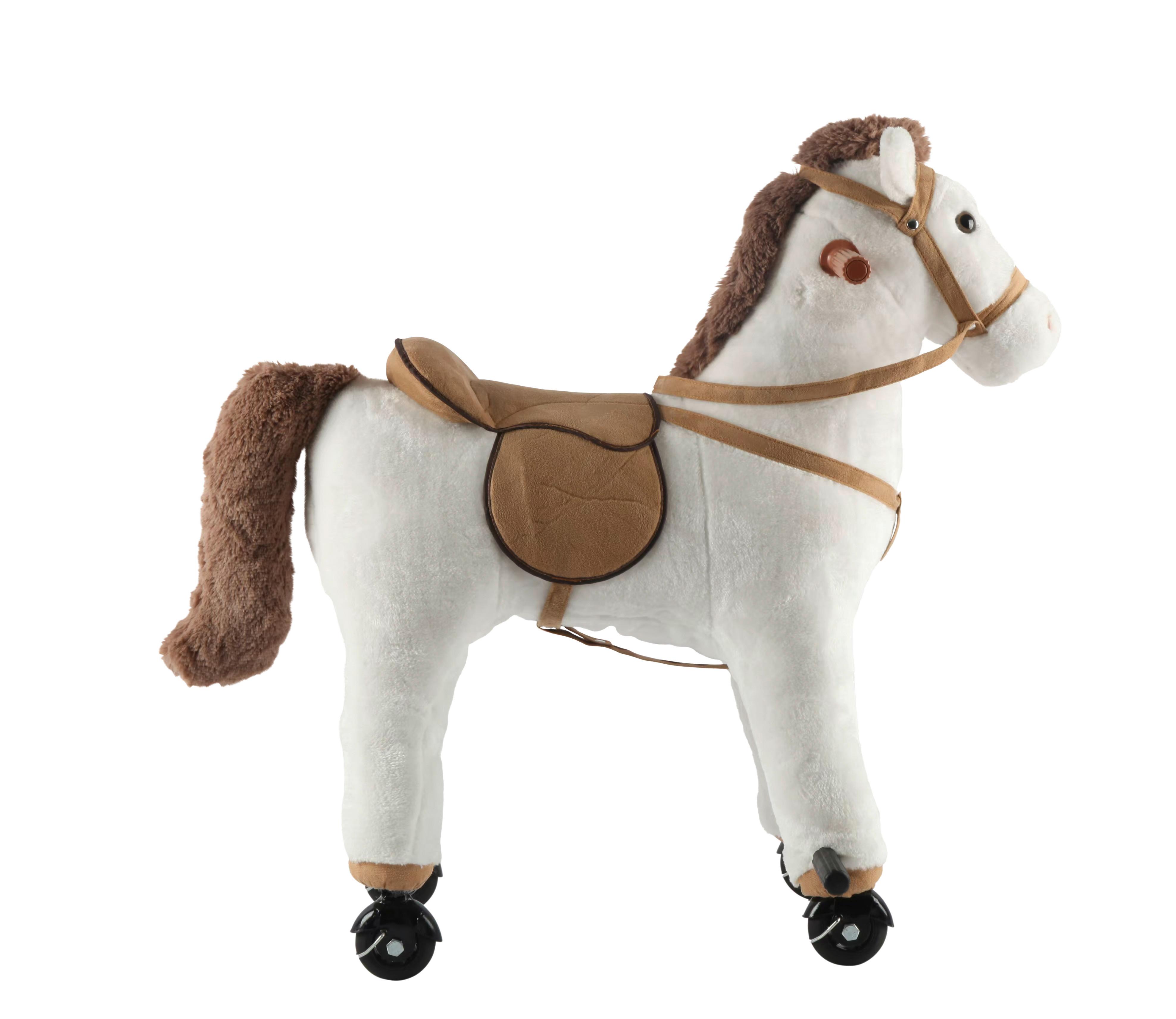 KONIK NA BIEGUNACH JR801 - biały/kolor klonowy, Trend, tworzywo sztuczne/metal (74/45/74cm) - My Baby Lou