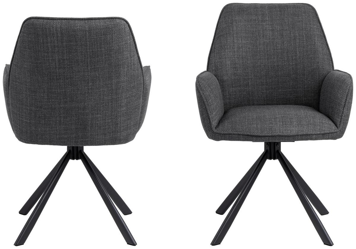KRZESŁO Z PODŁOKIETNIKAMI GLENDA - ciemnoszary/czarny, Trend, metal/tkanina (61/88,5/63cm) - MID.YOU