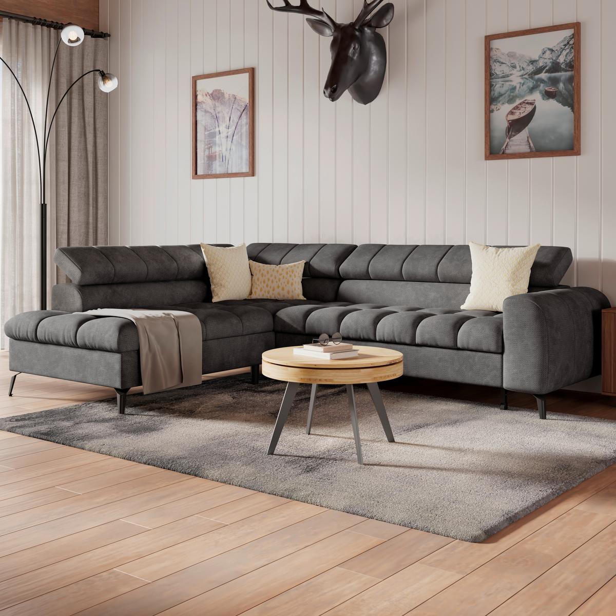 Kutna Garnitura Volf - crna/antracit, Trend, tekstil/metal (203/261cm) - Modern Living