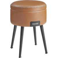 Hocker in Cognac/Schwarz aus Metall, Lederlook - Cognac/Creme, Trend, Holzwerkstoff/Textil (32/44/32cm) - MID.YOU