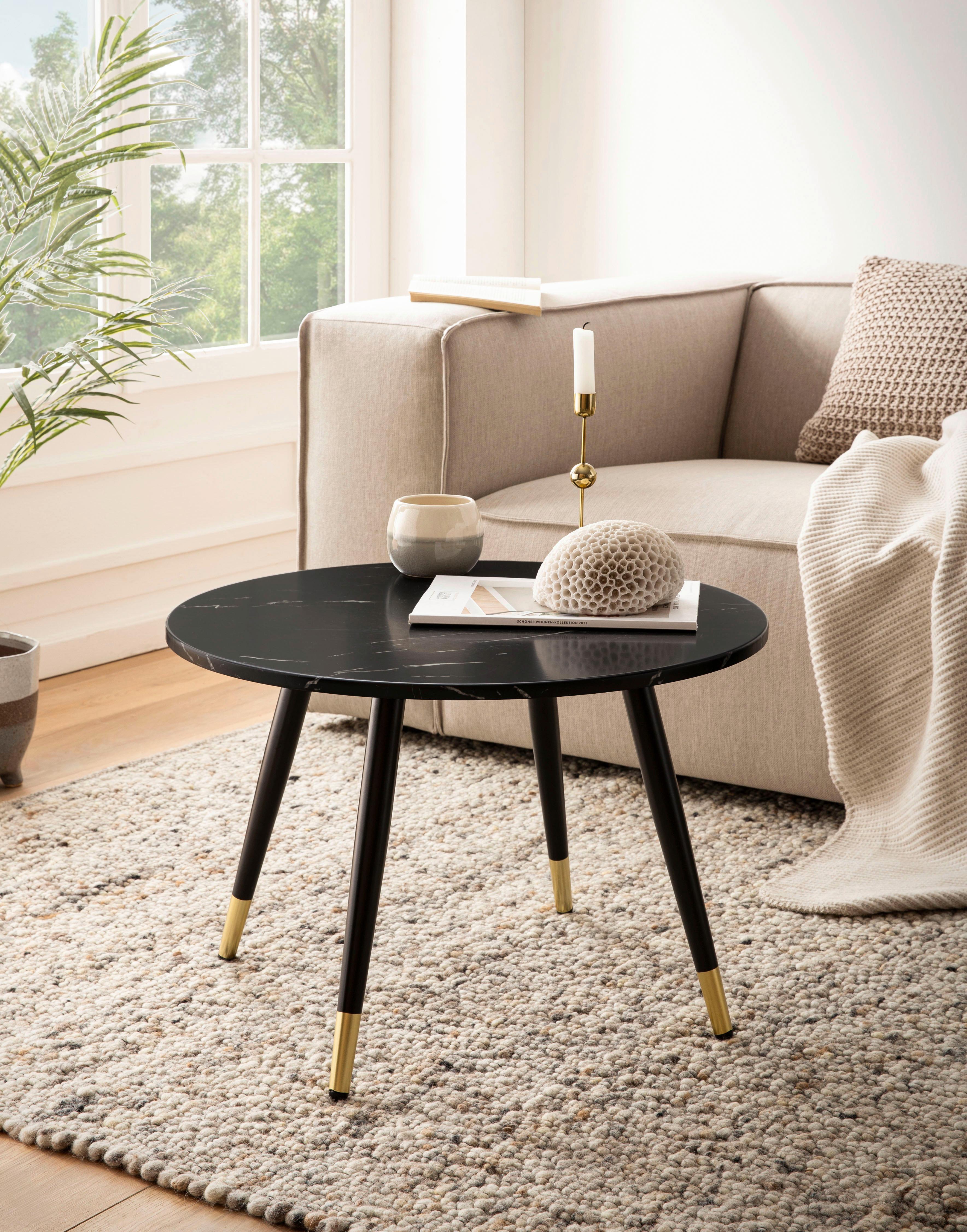 COUCHTISCH WL6.871 - Goldfarben/Schwarz, Design, Holzwerkstoff/Metall (60/60/41cm) - MID.YOU
