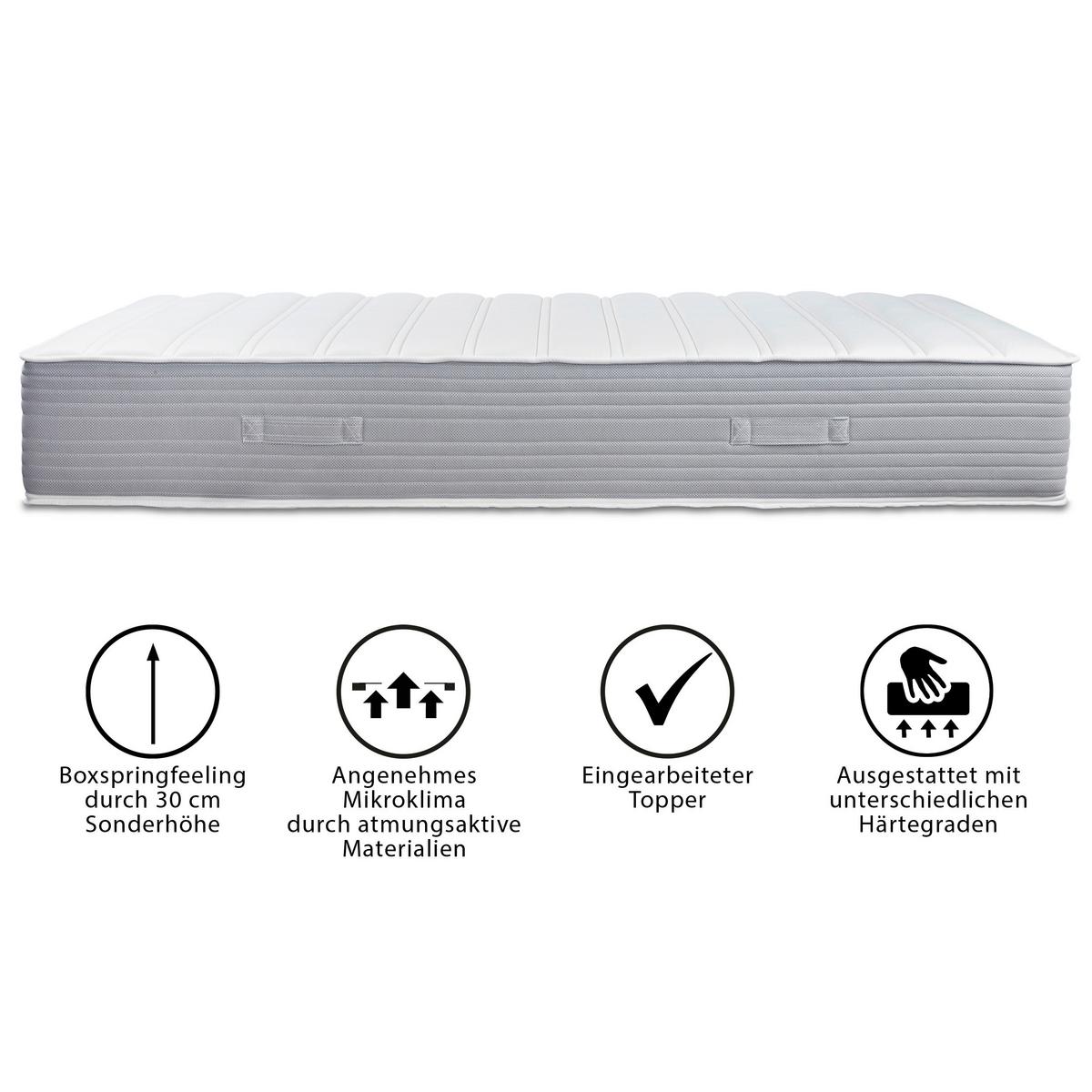 Viscomatratze Boxlike 30 Air H2/3 ca. 90x200cm - Hellgrau/Weiß, Basics, Textil (90/200cm) - MID.YOU