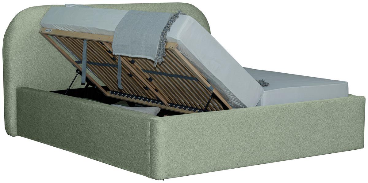 Oblazinjena Postelja Bilbao Storage - črna/svetlo zelena, Design, tekstil/les (180/200cm) - Mömax