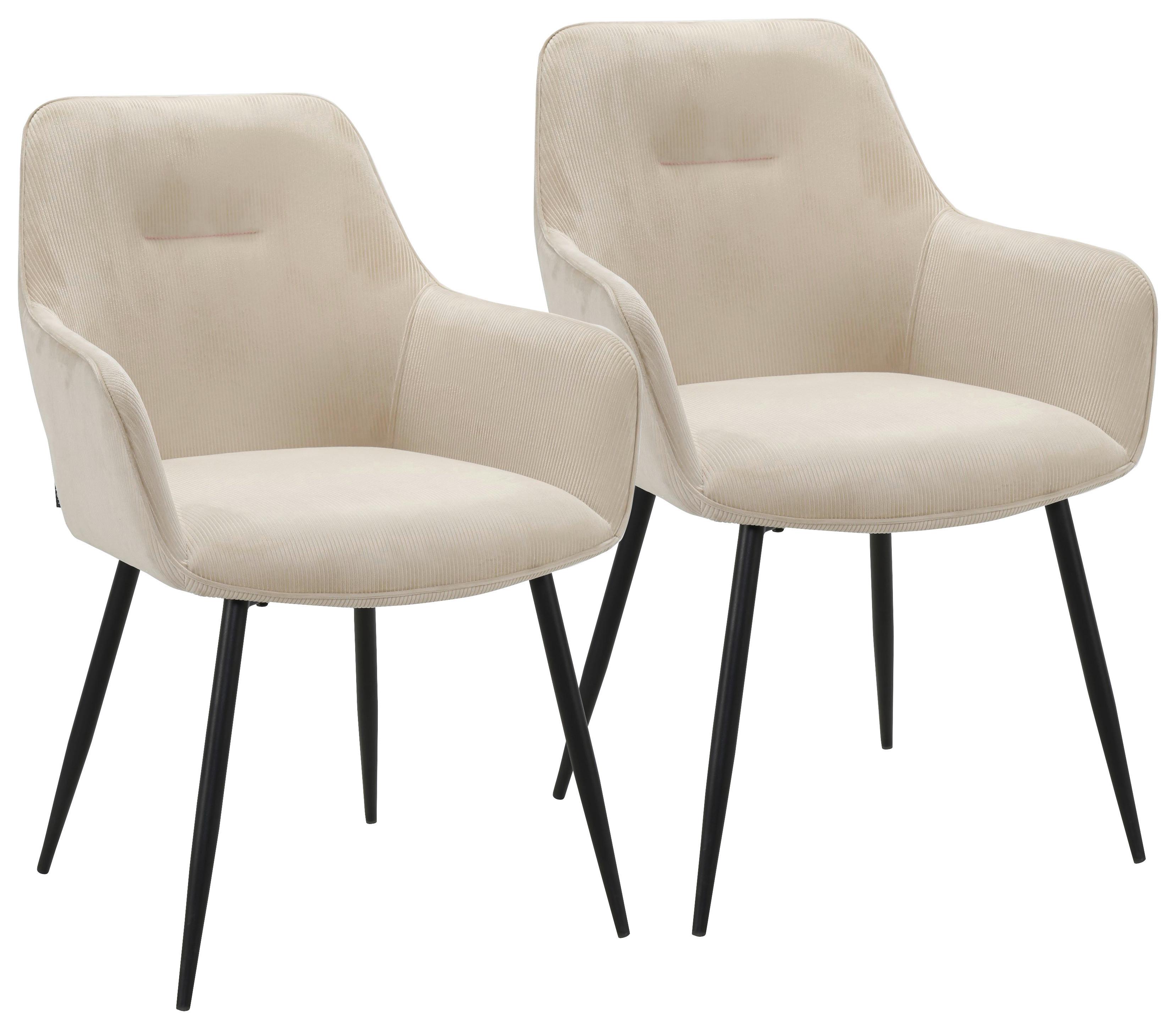 ZESTAW KRZESEŁ Z PODŁOKIETNIK. FOX - beżowy/czarny, Design, metal/tkanina (57/85/60cm) - Novel