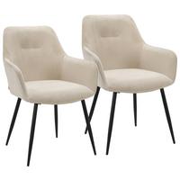 ZESTAW KRZESEŁ Z PODŁOKIETNIK. FOX - beżowy/czarny, Design, metal/tkanina (57/85/60cm) - Novel