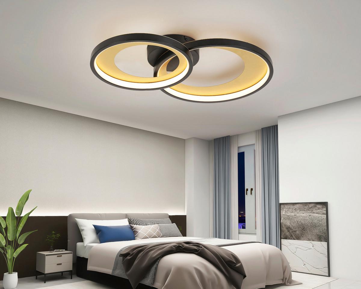 LAMPA SUFITOWA LED RING - czarny/kolor złoty, Design, tworzywo sztuczne/metal (55/35/8,5cm) - Novel