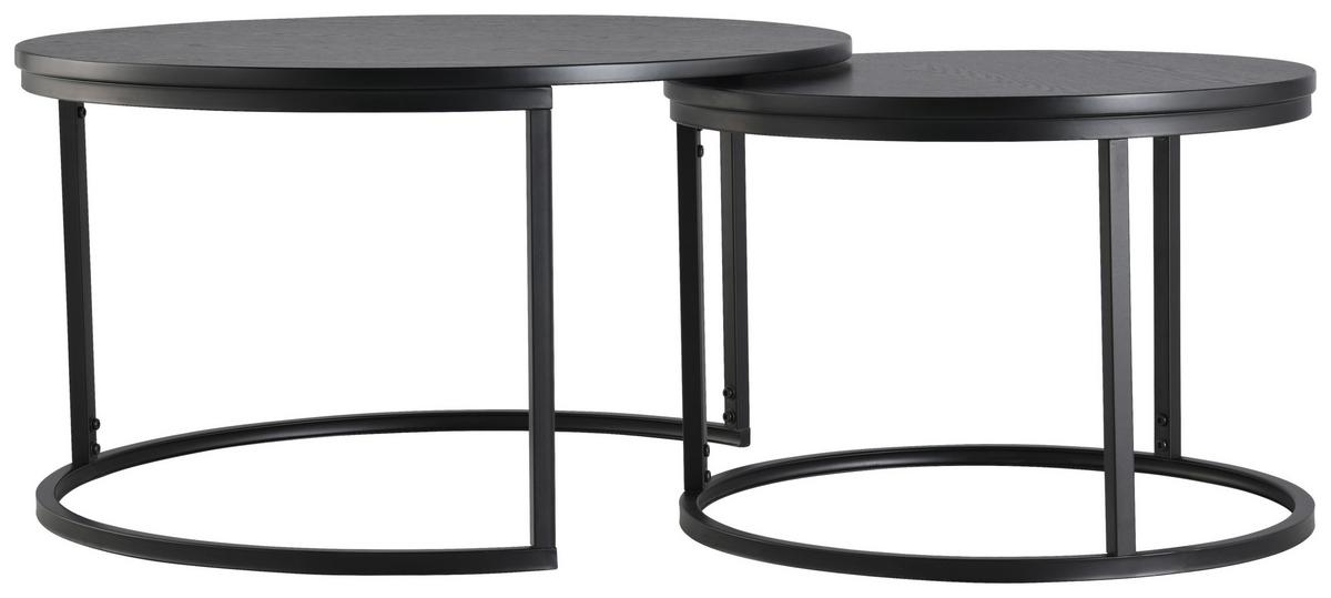 ZESTAW STOLIKÓW KAWOWYCH CORINNA - czarny, Design, materiał drewnopochodny/metal (80/60/45/42/80/60cm) - MID.YOU