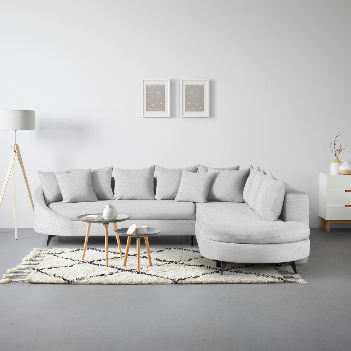 Ecksofa Axel Silberfarben - Silberfarben/Schwarz, MODERN, Textil/Metall (291/87/250cm) - Mömax