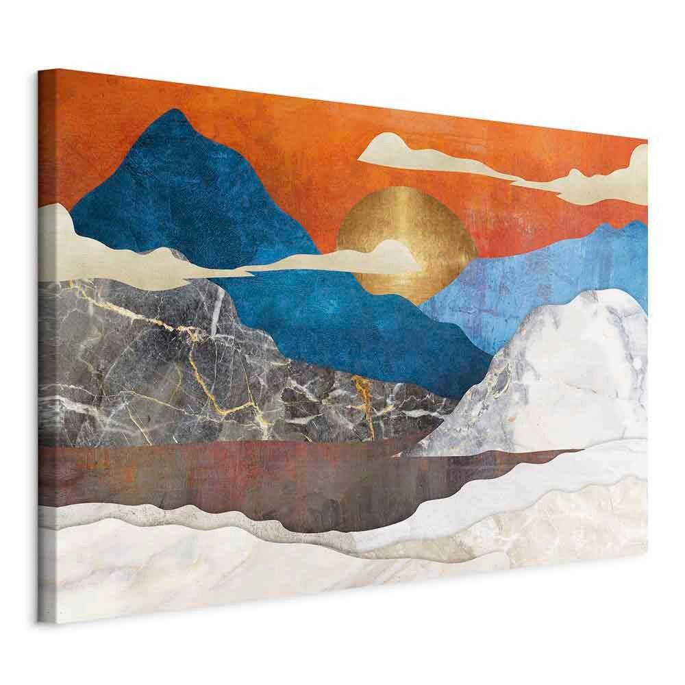 Slika Na Platnu Mountain Idyll - sivobela/temno modra, Basics, tekstil/les (90/60/1.2cm) - artgeist
