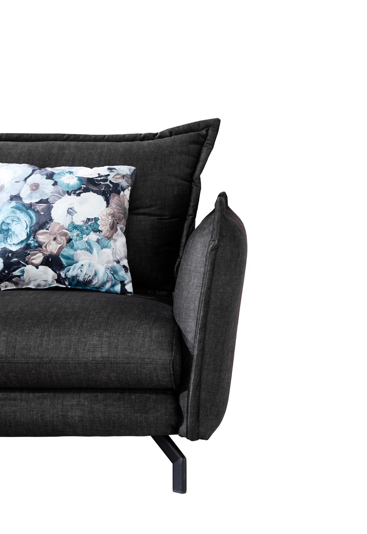 Wohnlandschaft Lava Anthrazit Velours - Türkis/Anthrazit, MODERN, Textil/Metall (180/255cm) - Livetastic