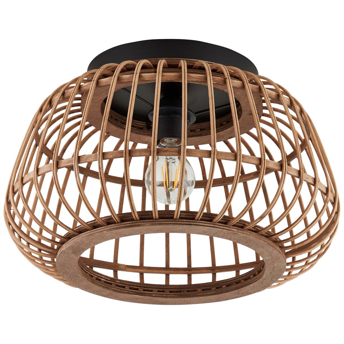 LAMPA SUFITOWA 99617/76 NIKKA DE1 - czarny/brązowy, Natur, metal/drewno (40/24,5cm) - Brilliant