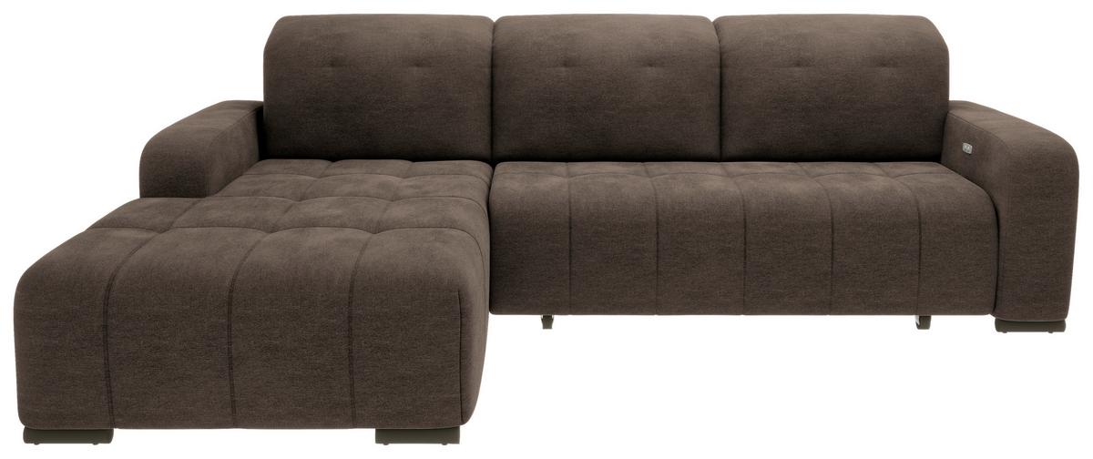 Wohnlandschaft Vicari Dunkelbraun Mikrofaser - Dunkelbraun/Schwarz, MODERN, Textil/Metall (292/185cm) - Livetastic