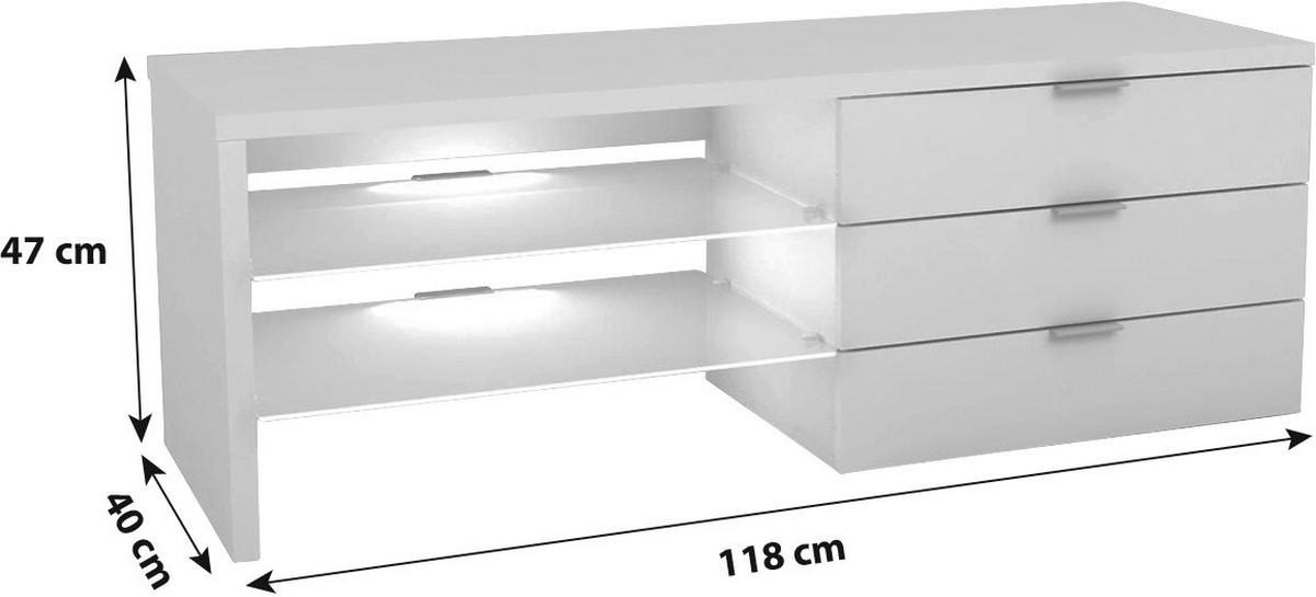 Măsuță TV MERLIN II NEW - alb, Modern, material pe bază de lemn (118,4/47/39,5cm) - Modern Living