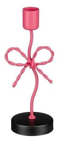 Svečnik Bow Pink - starinsko roza, Moderno (18cm) - Premium Living