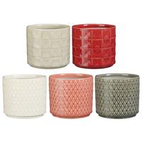 Übertopf Benton diverse Farben - Dunkelgrau/Rot, KONVENTIONELL, Keramik (14/12,5cm) - Mömax