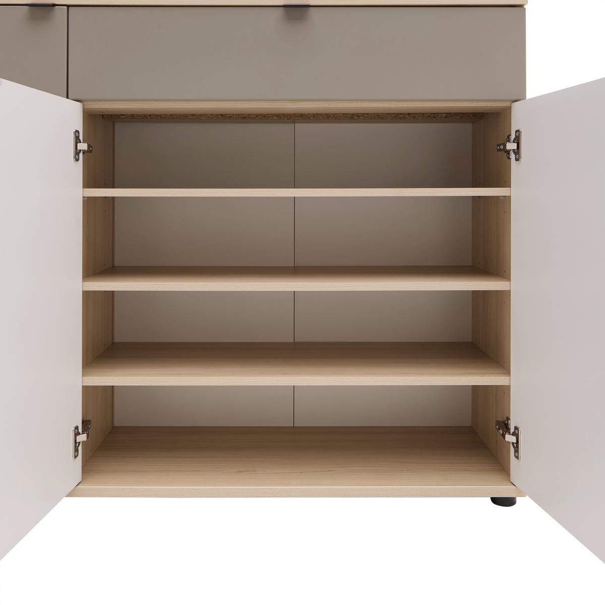 Schuhschrank Pisa Taupe/Eichefarben - Taupe/Eichefarben, MODERN, Holzwerkstoff/Metall (133/103/38cm) - Mömax