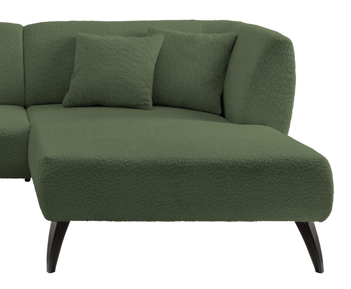 Wohnlandschaft Colori Dunkelgrün Bouclé - Dunkelgrün/Schwarz, MODERN, Holz/Textil (264/160cm) - MID.YOU