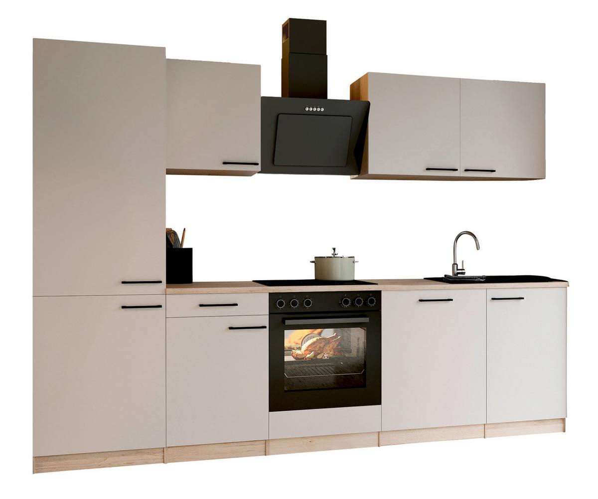 Küchenblock Merle m. Geräten Kaschmir - Kaschmir/Eichefarben, Trend, Holzwerkstoff/Metall (280cm) - Respekta