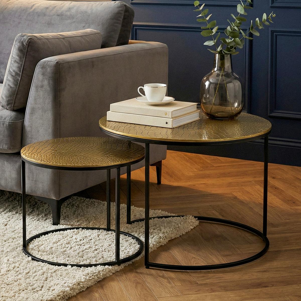 Satztisch Wl7.346 - Goldfarben/Schwarz, Design, Metall (60/45/60cm) - Livetastic