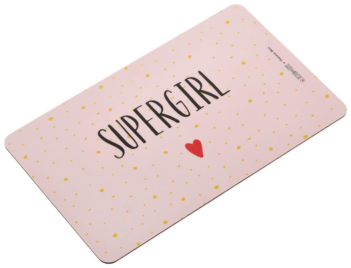 Schneidebrett Supergirl aus Kunststoff Rosa - Rosa, Konventionell, Kunststoff (23,5/14,3/1,5cm)