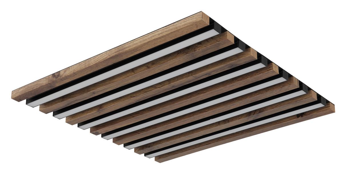 Led Mennyezeti Lámpa 67347d2 Hayden - sötétbarna/fekete, Natur, műanyag/faalapú anyag (45/45/5cm) - Globo