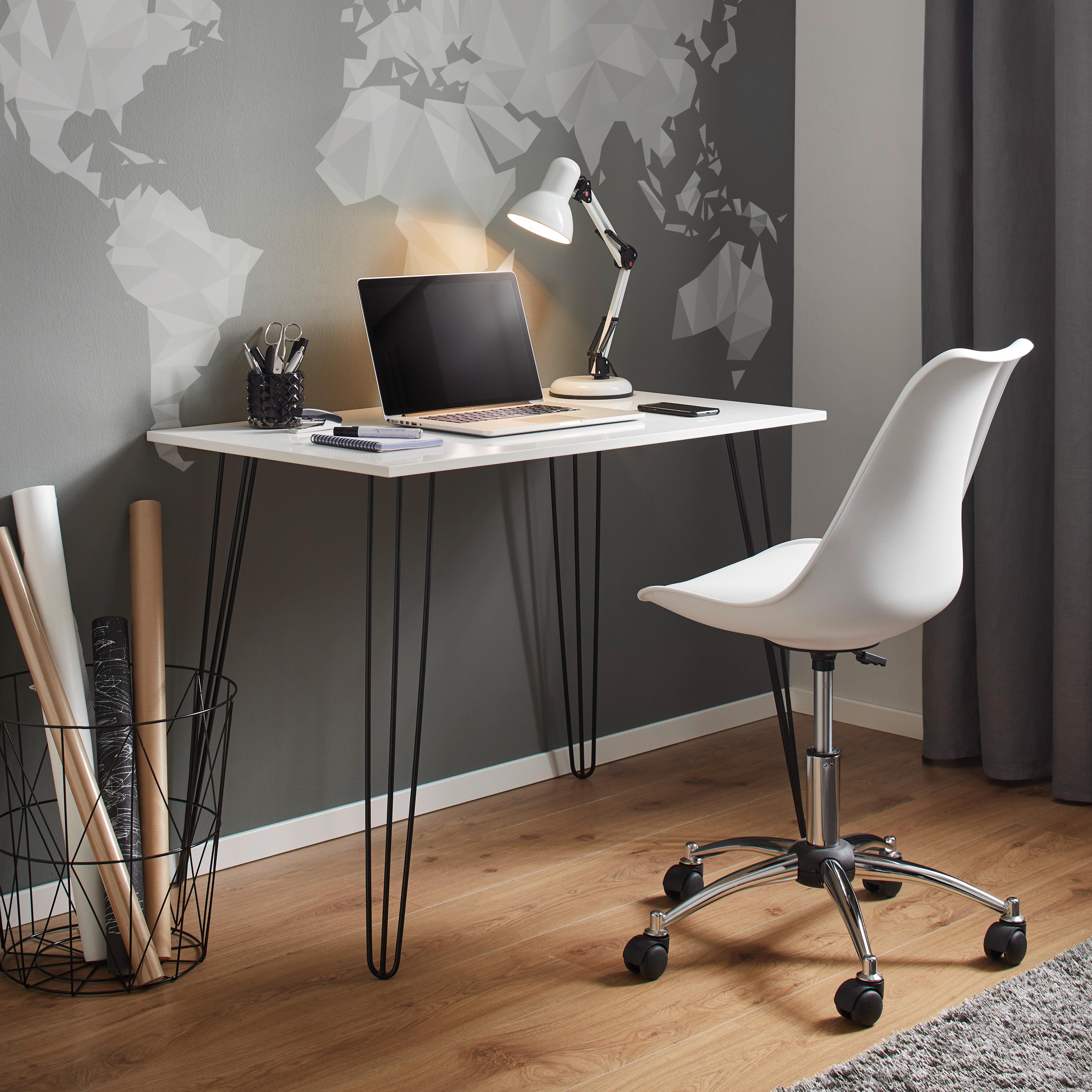 SKRIVBORD MARC - vit/svart, Modern, metall/trä (98/60/75cm) - Bessagi Home