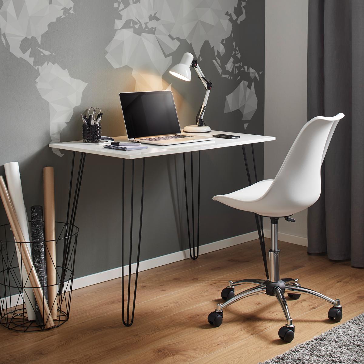 BIURKO MARC - czarny/biały, Modern, metal/drewno (98/60/75cm) - Bessagi Home