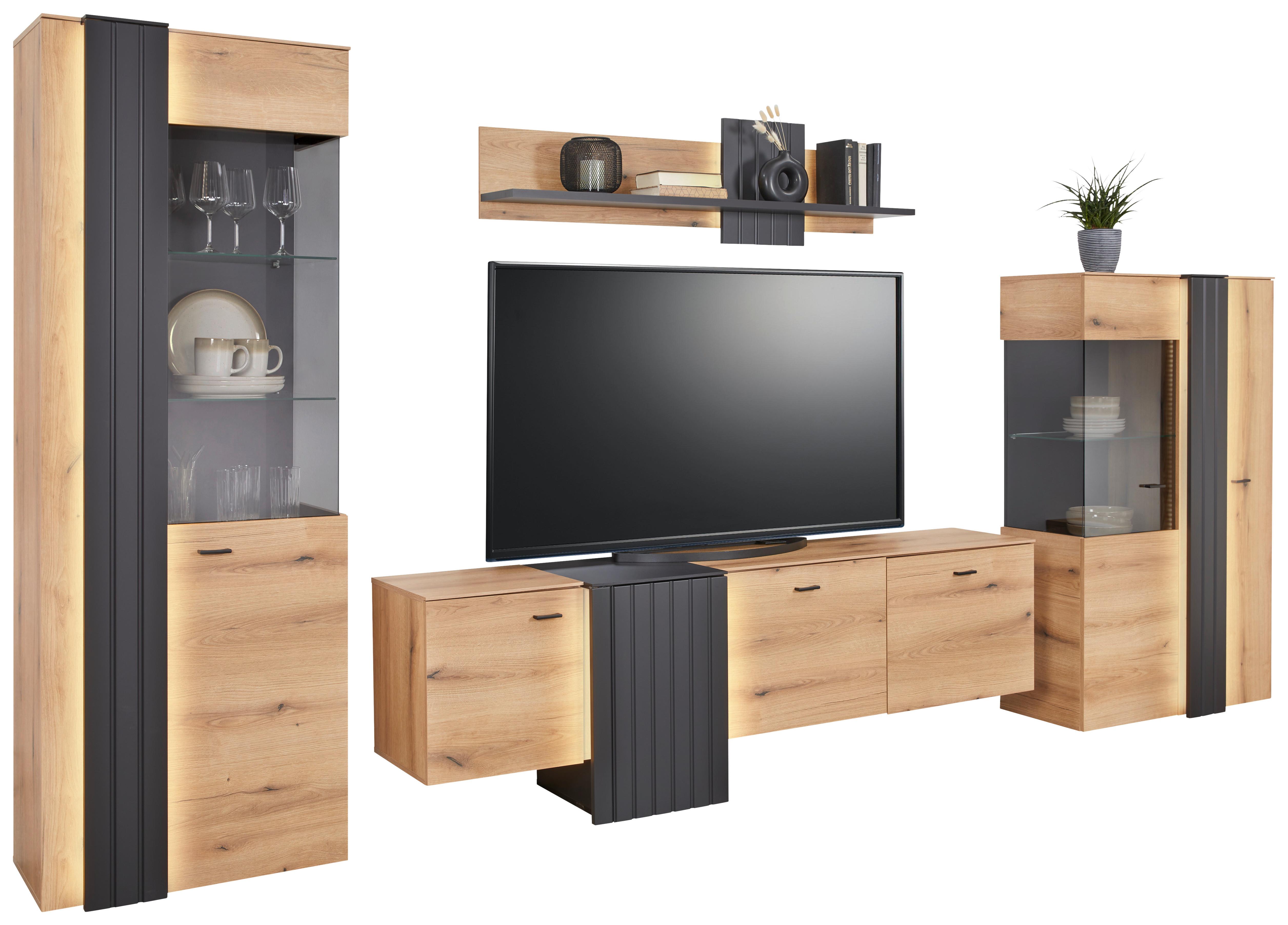 MEDIABÄNK VERDANA -TOP- - Modern, metall/trämaterial (208/66/45cm) - Mömax