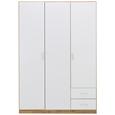 Kleiderschrank Weiß/Wotan Eiche - Eichefarben/Alufarben, MODERN, Holz/Holzwerkstoff (135/197/54cm) - Modern Living Kleiderschrank Weiß/Wotan Eiche - Eichefarben/Alufarben, MODERN, Holz/Holzwerkstoff (135/197/54cm) - Modern Living