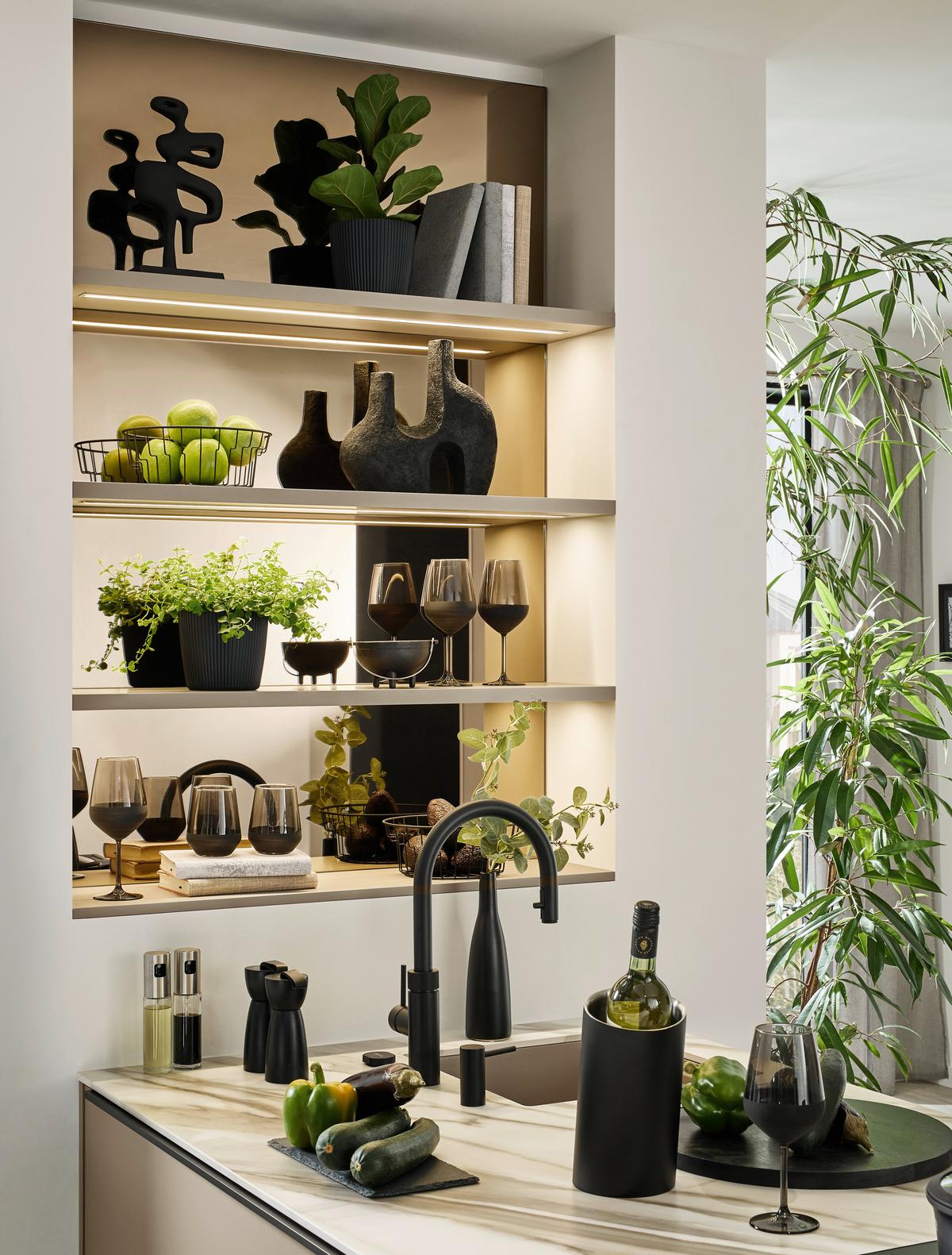 Einbauküche Velluto ohne Geräte, Lava Softmatt - MODERN, Holzwerkstoff (285/268cm) - Nolte Küchen